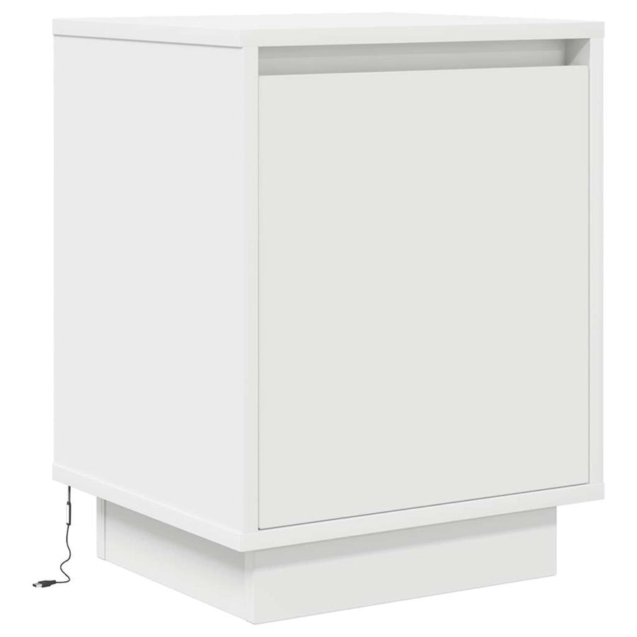 Nachtkastje met LED-verlichting 38x34x50 cm wit