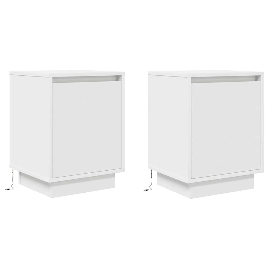 Nachtkastjes met led-verlichting 2 st 38x34x50 cm wit