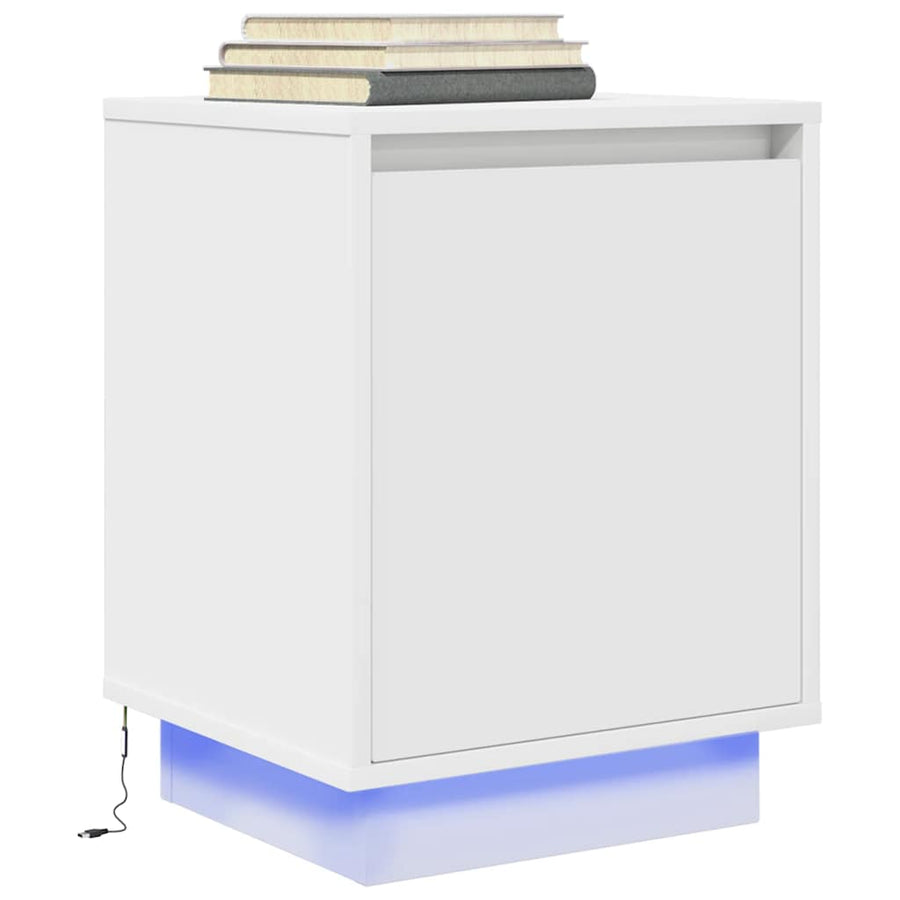 Nachtkastjes met led-verlichting 2 st 38x34x50 cm wit