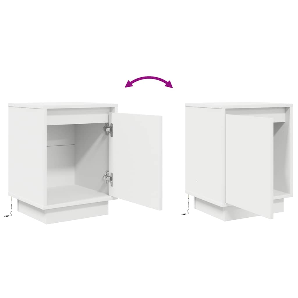 Nachtkastjes met led-verlichting 2 st 38x34x50 cm wit