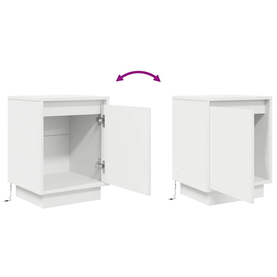 Nachtkastjes met led-verlichting 2 st 38x34x50 cm wit