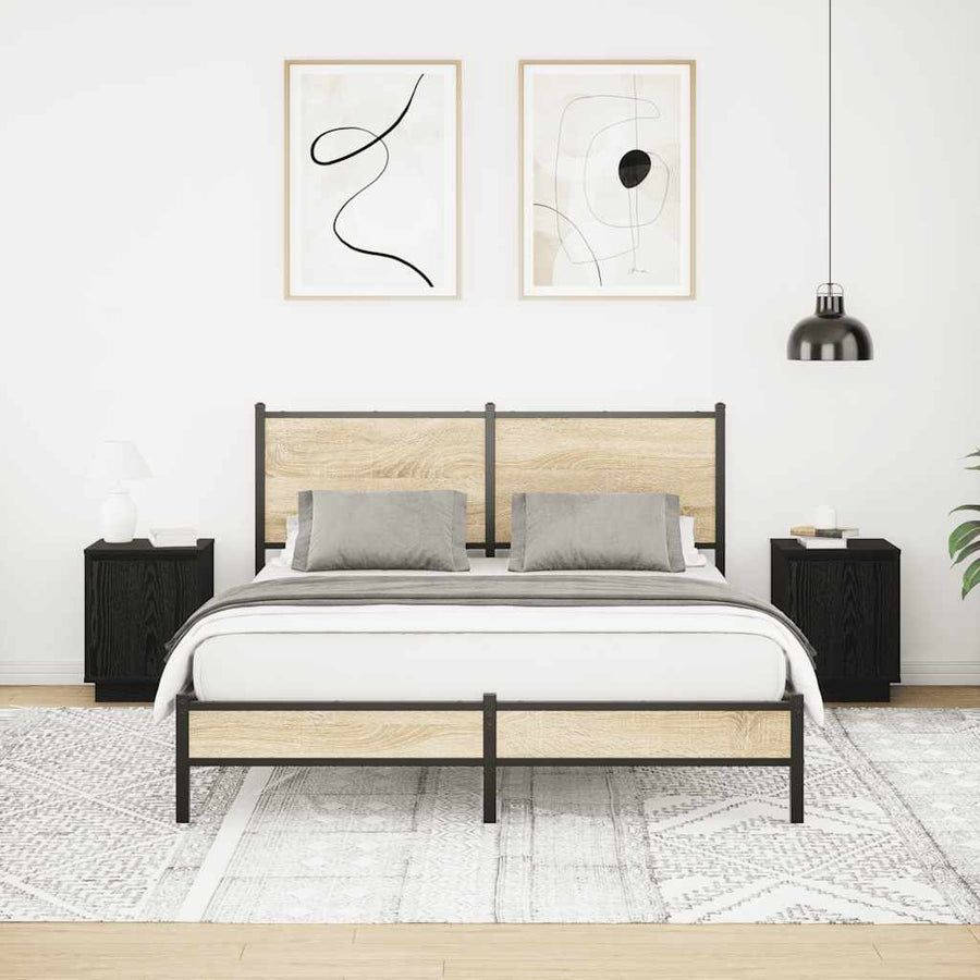 Nachtkastjes met LED-verlichting 2 st 38x34x50 cm zwart