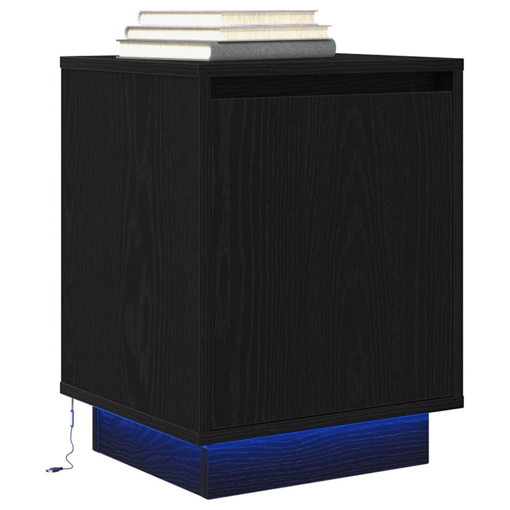 Nachtkastjes met LED-verlichting 2 st 38x34x50 cm zwart