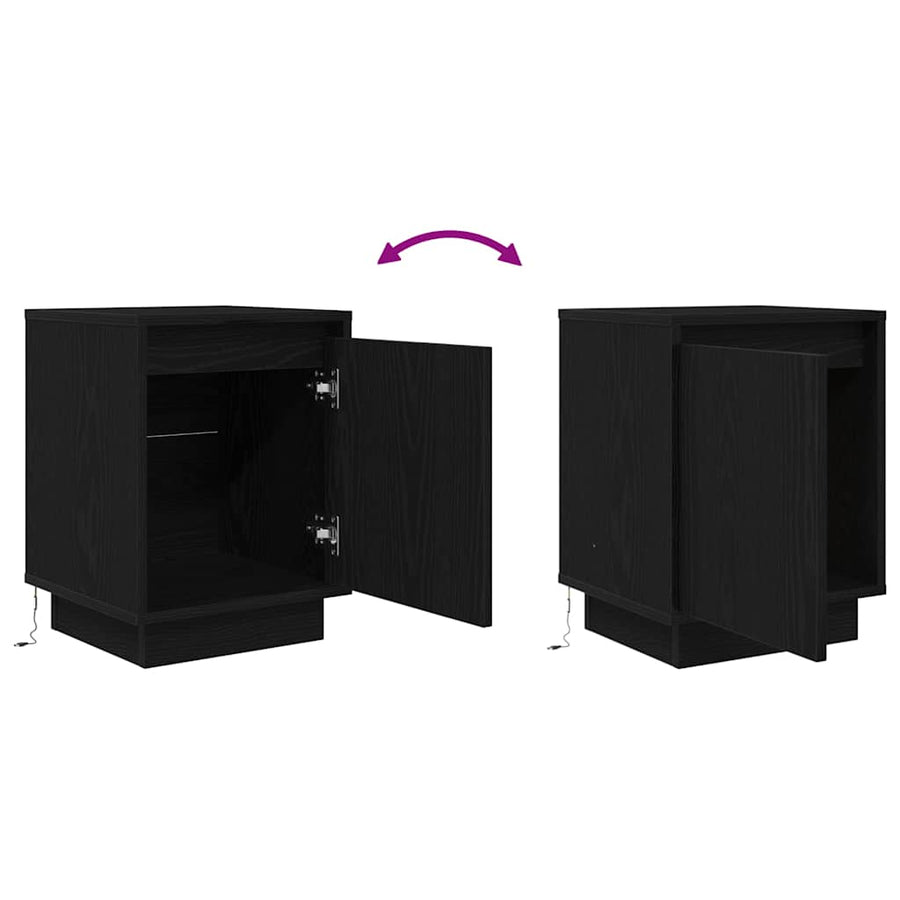 Nachtkastjes met LED-verlichting 2 st 38x34x50 cm zwart