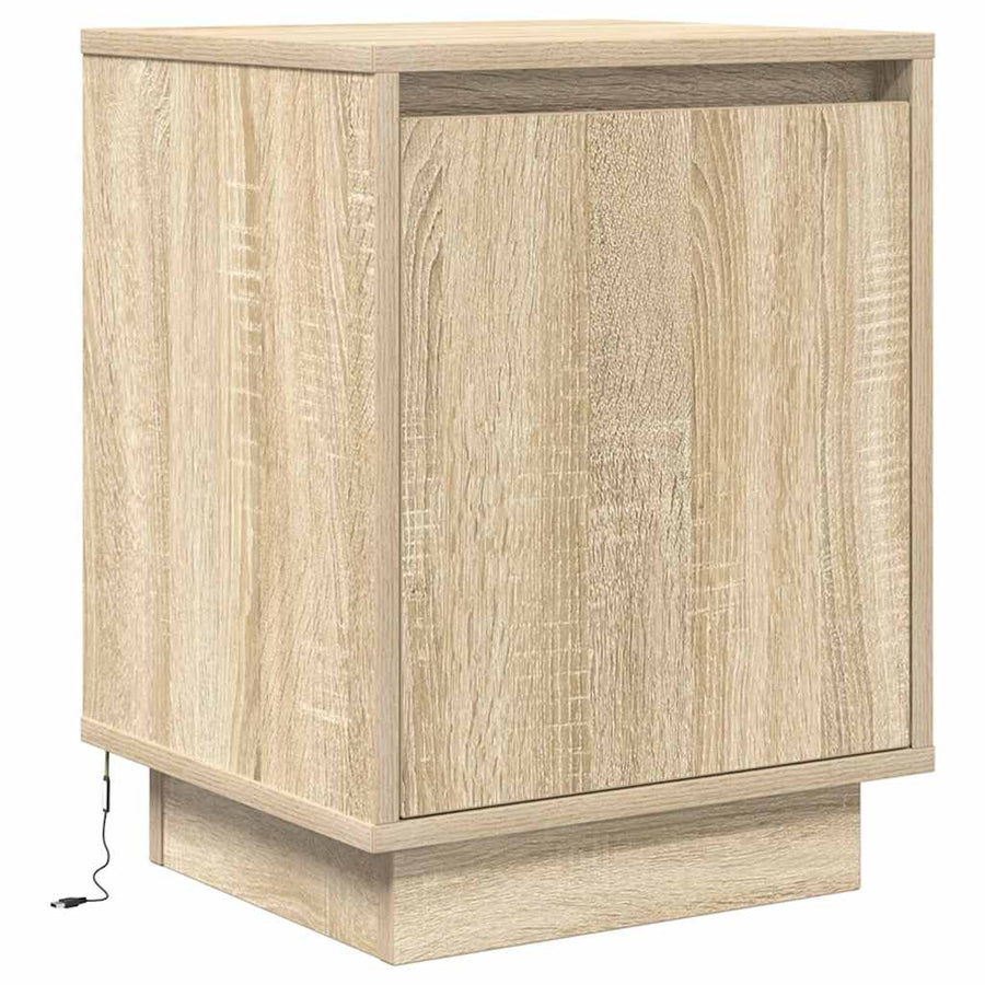 Nachtkastje met led-verlichting 38x34x50 cm sonoma eikenkleurig