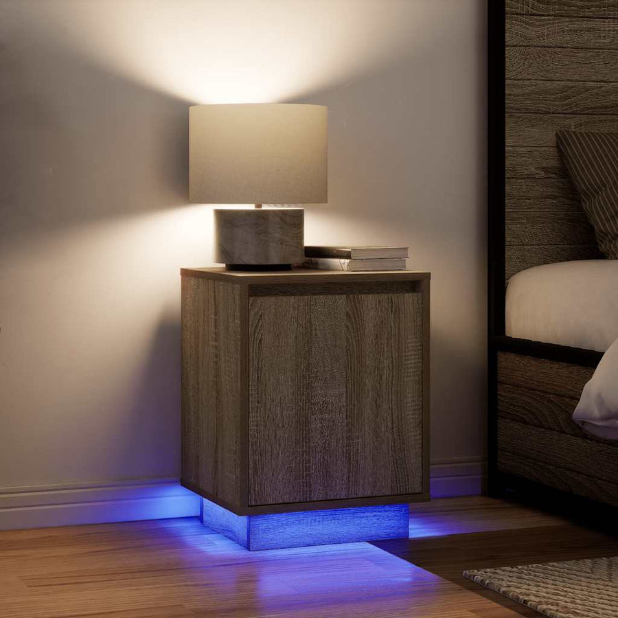 Nachtkastje met led-verlichting 38x34x50 cm sonoma eikenkleurig