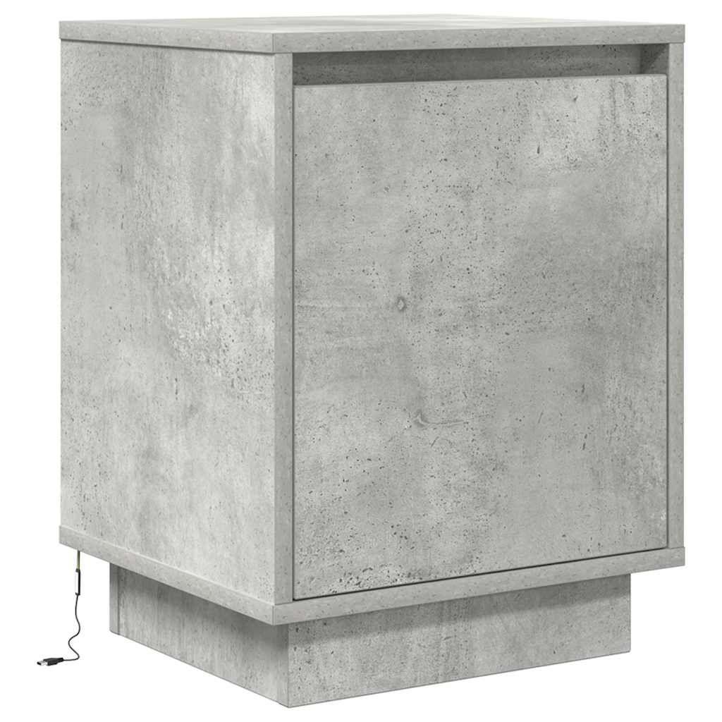 Nachtkastje met LED-verlichting 38x34x50 cm betongrijs