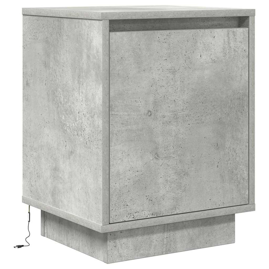 Nachtkastje met LED-verlichting 38x34x50 cm betongrijs