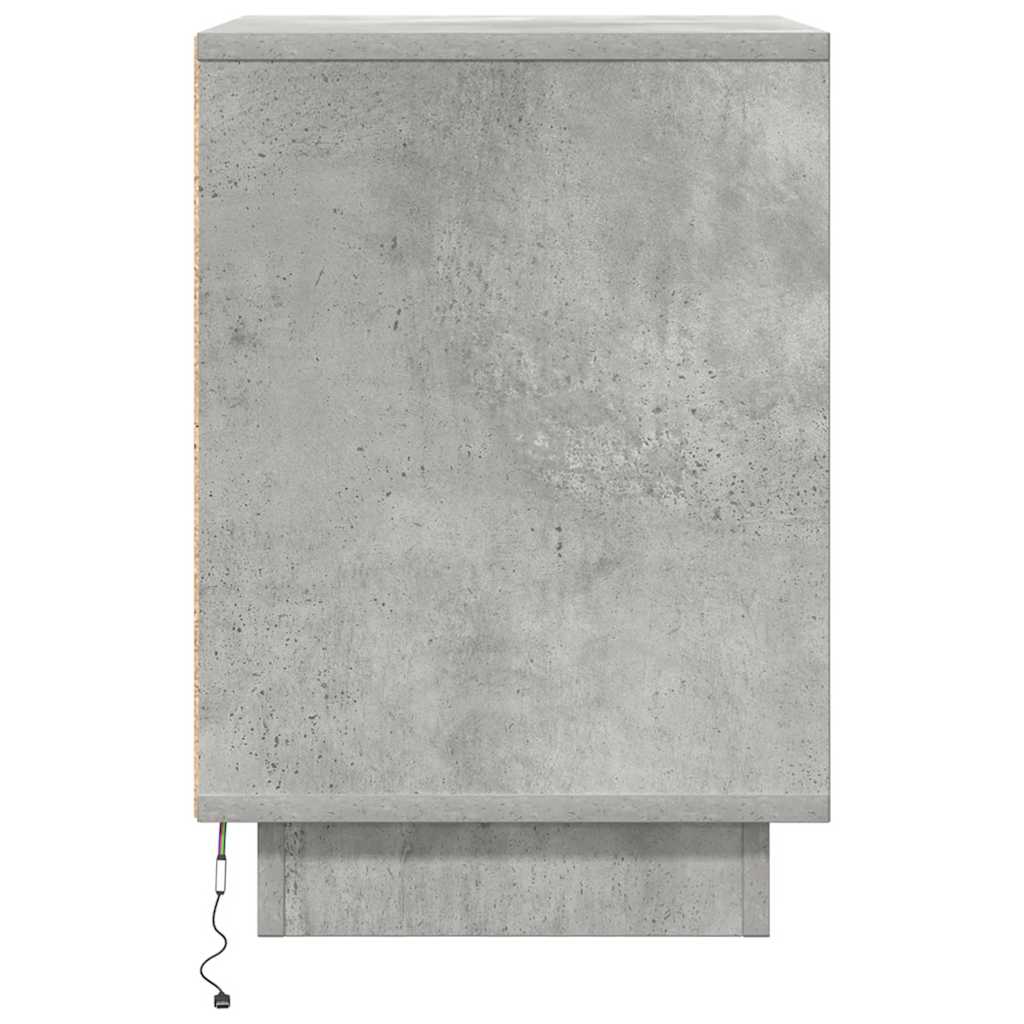 Nachtkastje met LED-verlichting 38x34x50 cm betongrijs