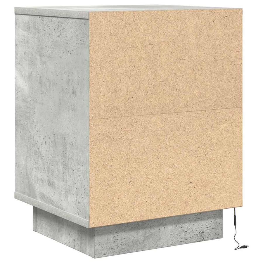 Nachtkastje met LED-verlichting 38x34x50 cm betongrijs