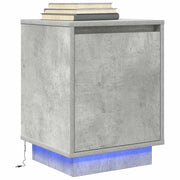 Nightstand with LED Lighting 38x34x50 cm Concrete Grey