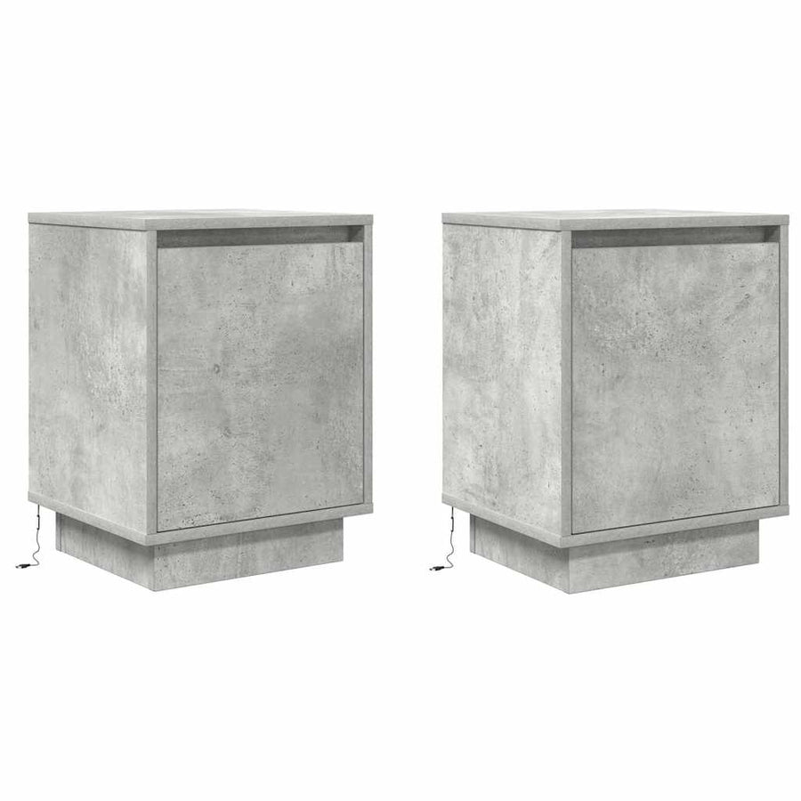 Nachtkastjes met led-verlichting 2 st 38x34x50 cm betongrijs