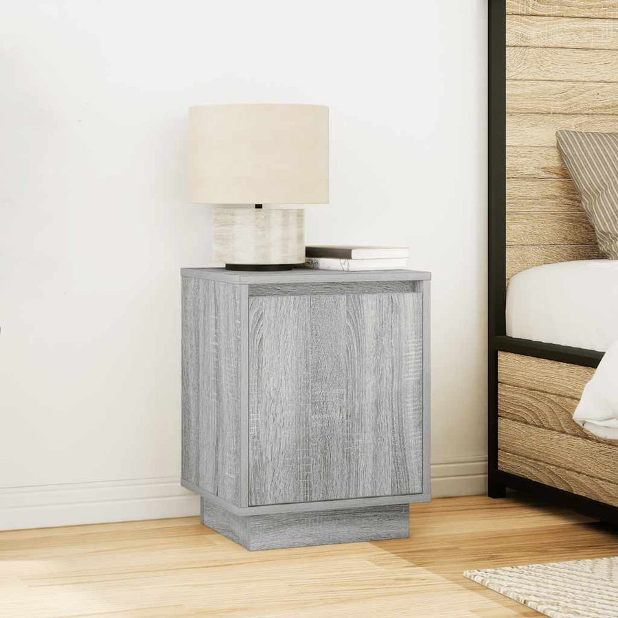 Nachtkastjes met led-verlichting 2 st 38x34x50 cm grijs sonoma