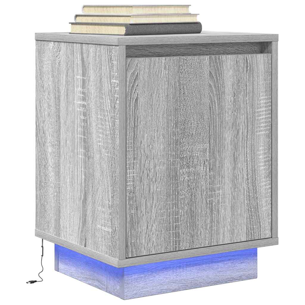 Nachtkastjes met led-verlichting 2 st 38x34x50 cm grijs sonoma