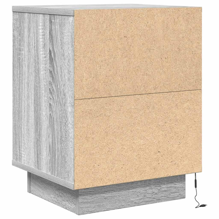 Nachtkastjes met led-verlichting 2 st 38x34x50 cm grijs sonoma