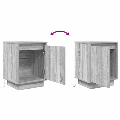 Nachtkastjes met led-verlichting 2 st 38x34x50 cm grijs sonoma