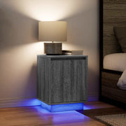 Nachtkastje 38x34x50 cm grijs sonoma ledverlichting 2 stuks