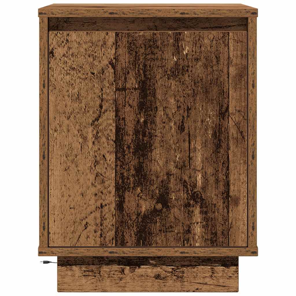 Nachtkastjes met led-verlichting 2 st 38x34x50 cm oud hout