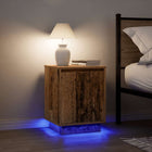 Nachtkastjes 2 st 38x34x50 cm oud hout led