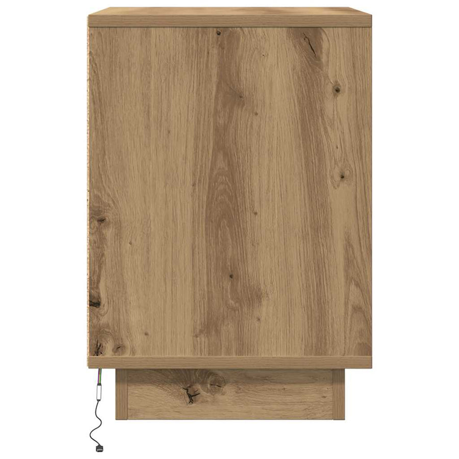 Nachtkastje met LED-verlichting 38x34x50 cm artisanaal eiken