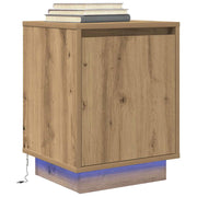 Bedside table with LED lighting 38x34x50 cm artisanal oak