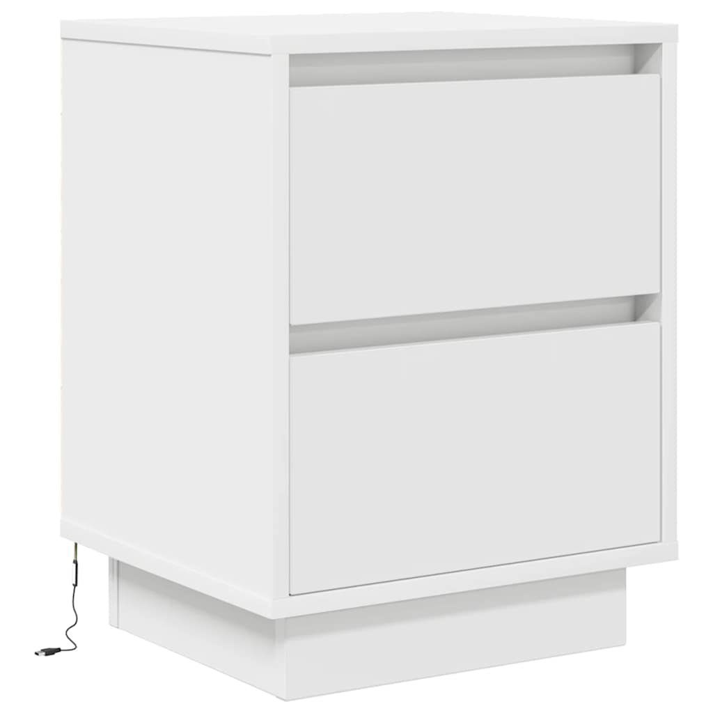 Nachtkastje met LED-verlichting 38x34x50 cm wit