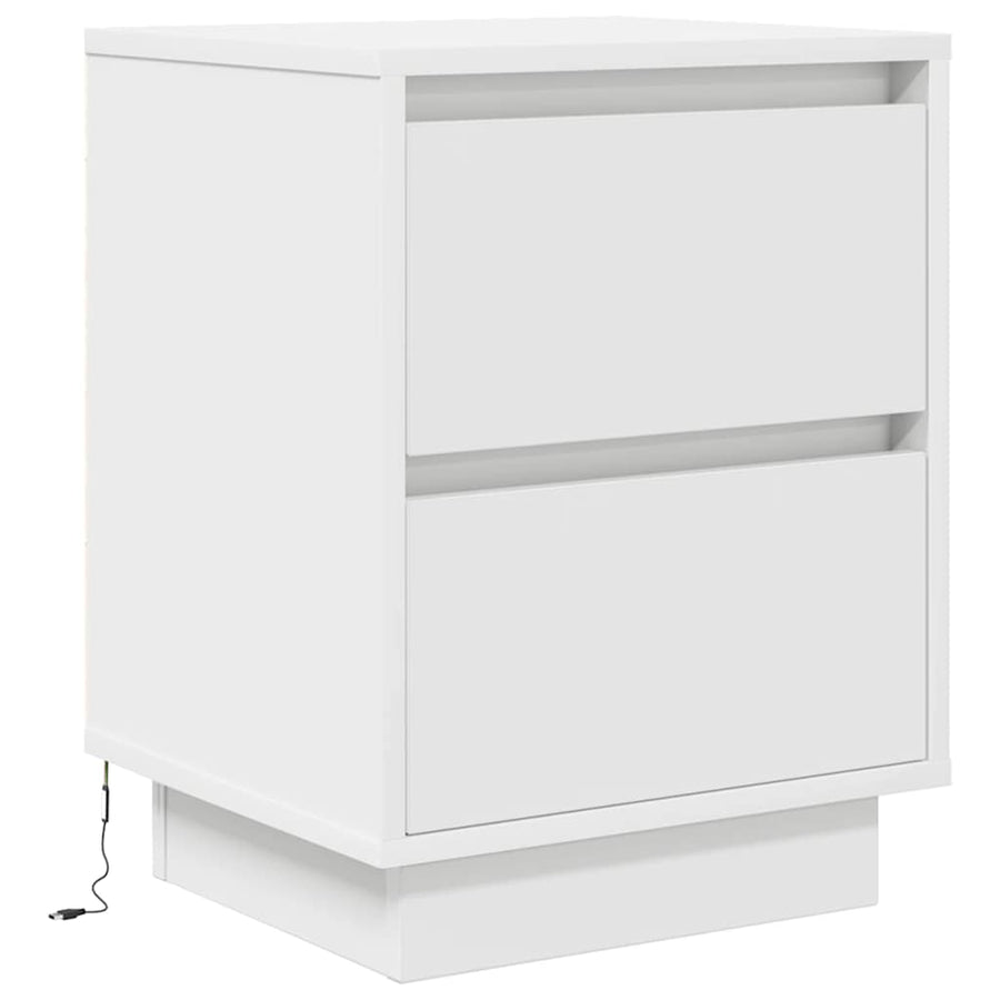 Nachtkastje met LED-verlichting 38x34x50 cm wit