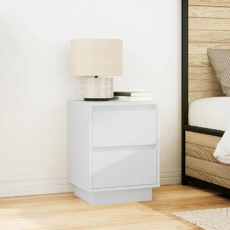Nachtkastje met LED-verlichting 38x34x50 cm wit