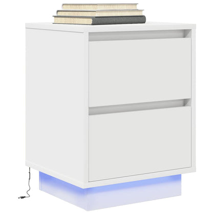 Nachtkastje met LED-verlichting 38x34x50 cm wit
