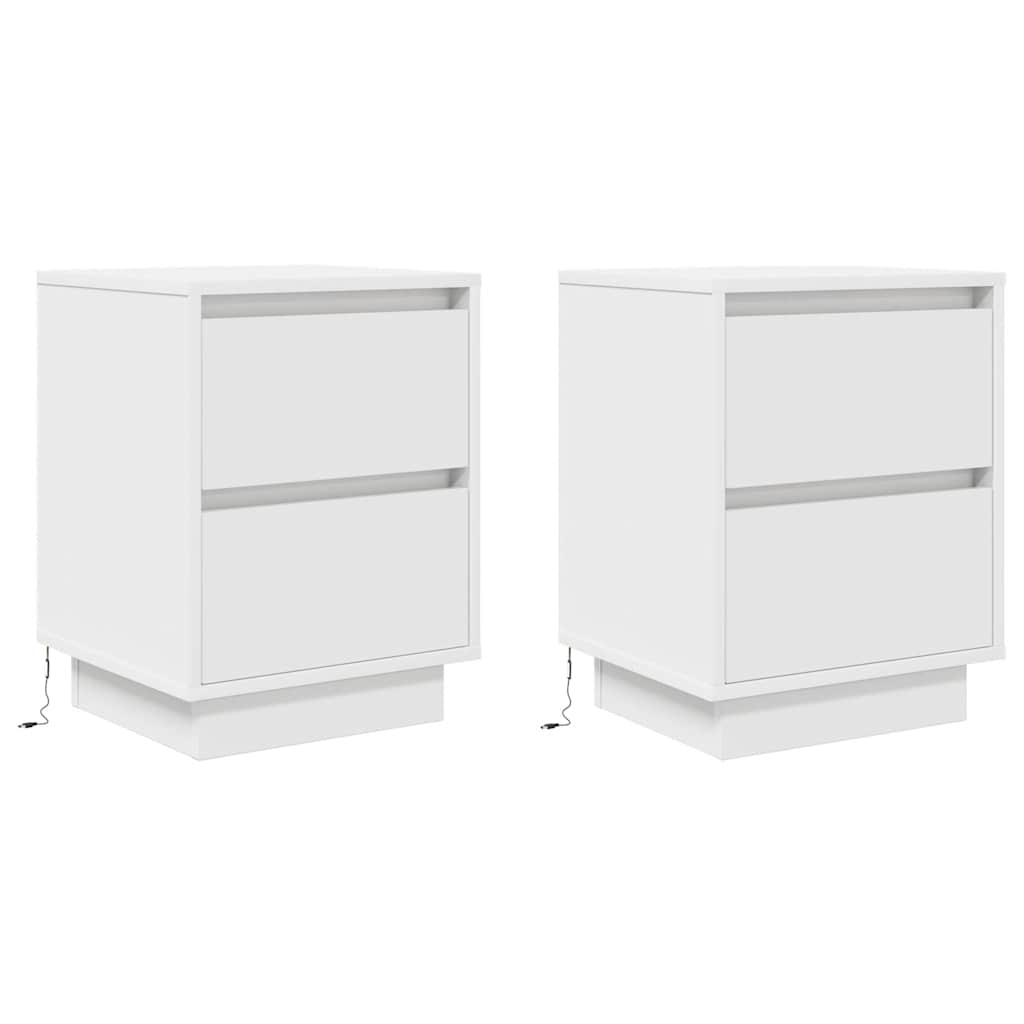 Nachtkastjes met led-verlichting 2 st 38x34x50 cm wit