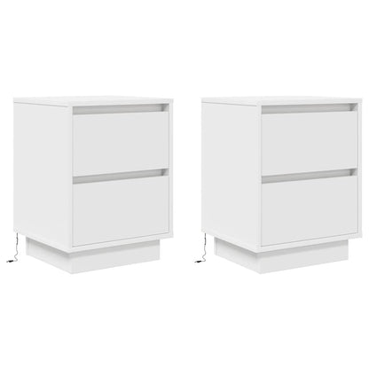 Nachtkastjes met led-verlichting 2 st 38x34x50 cm wit