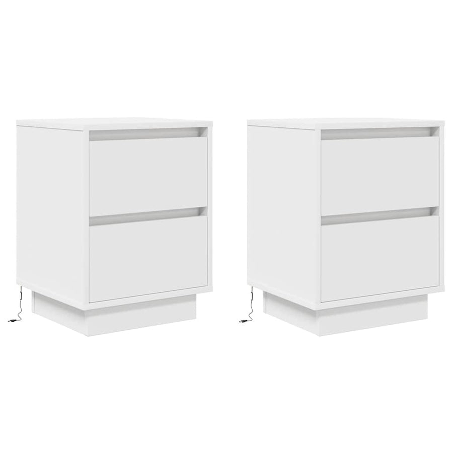 Nachtkastjes met led-verlichting 2 st 38x34x50 cm wit