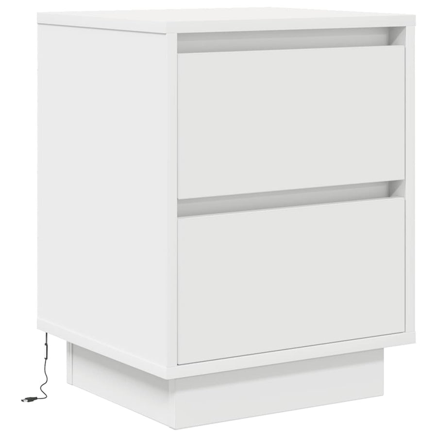 Nachtkastjes met led-verlichting 2 st 38x34x50 cm wit