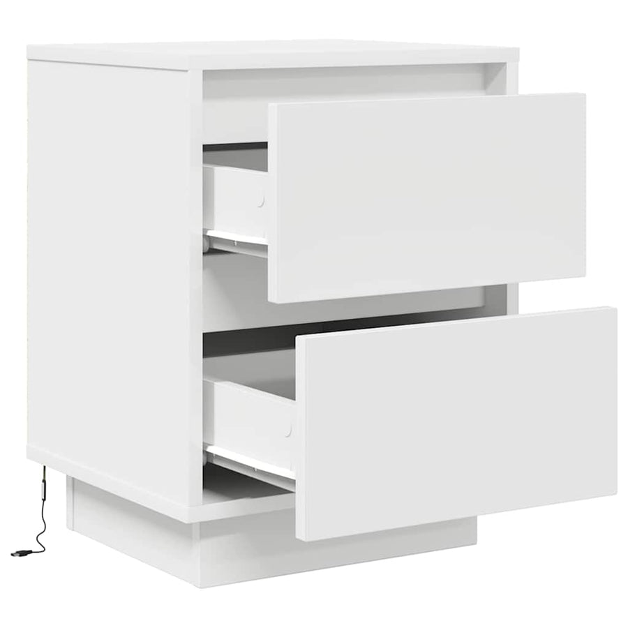 Nachtkastjes met led-verlichting 2 st 38x34x50 cm wit