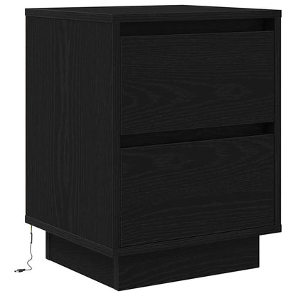 Nachtkastje met LED-verlichting 38x34x50 cm zwart