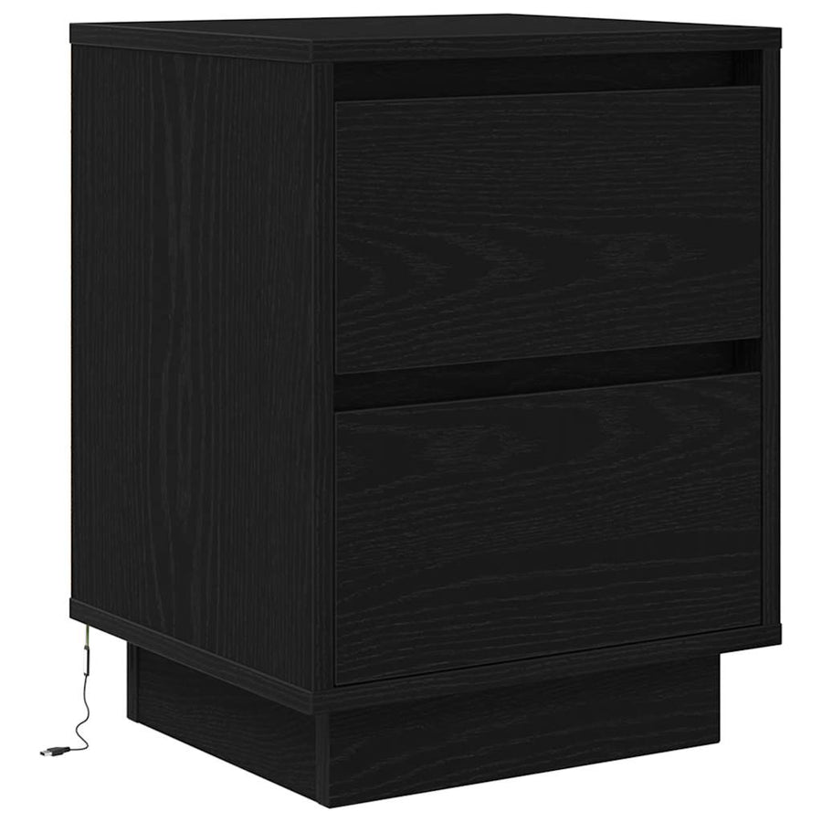 Nachtkastje met LED-verlichting 38x34x50 cm zwart