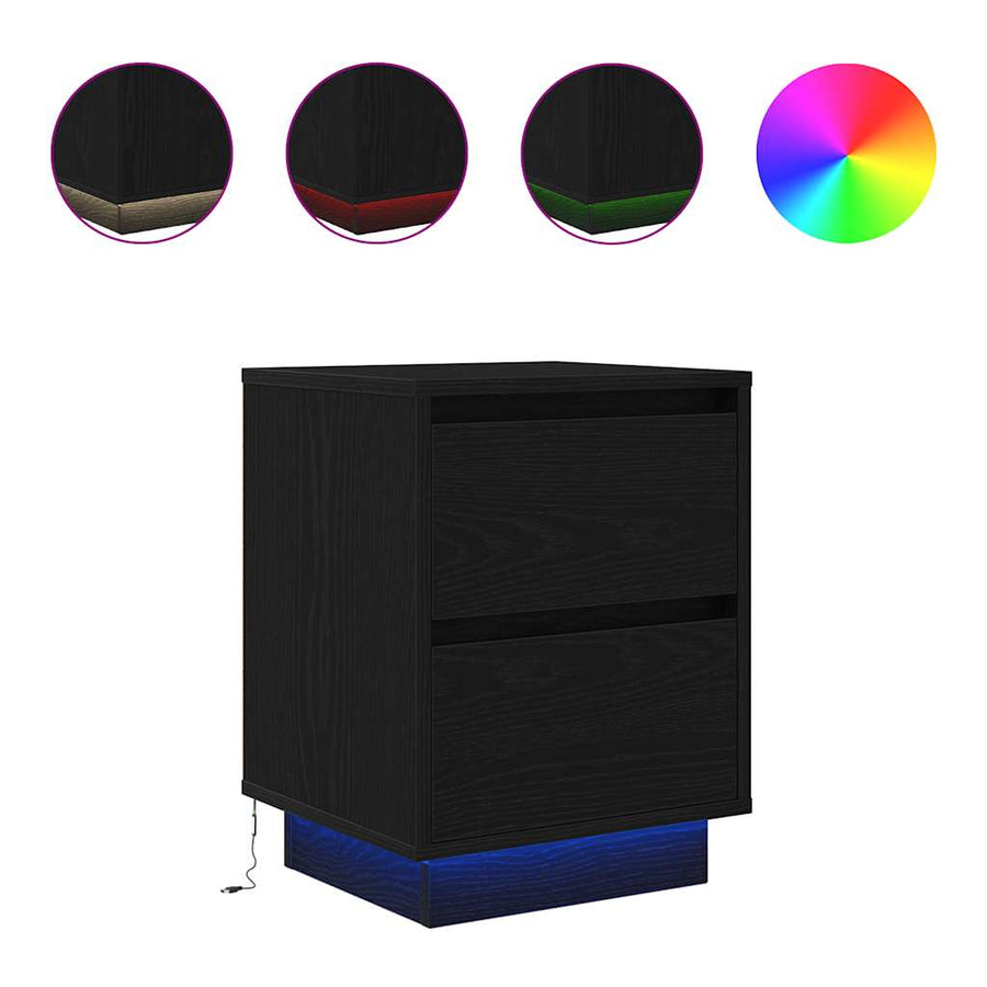 Nachtkastjes met LED-verlichting 2 st 38x34x50 cm zwart