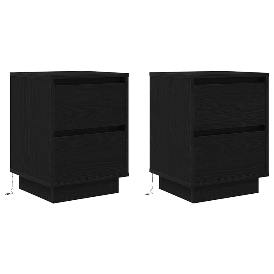 Nachtkastjes met LED-verlichting 2 st 38x34x50 cm zwart