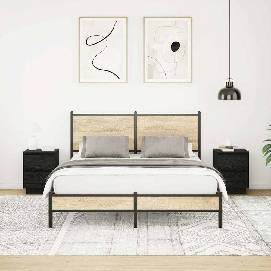 Nachtkastjes met LED-verlichting 2 st 38x34x50 cm zwart