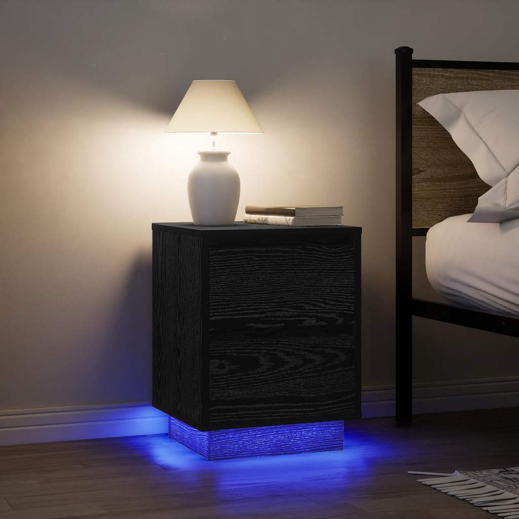 Nachtkastjes met LED-verlichting 2 st 38x34x50 cm zwart