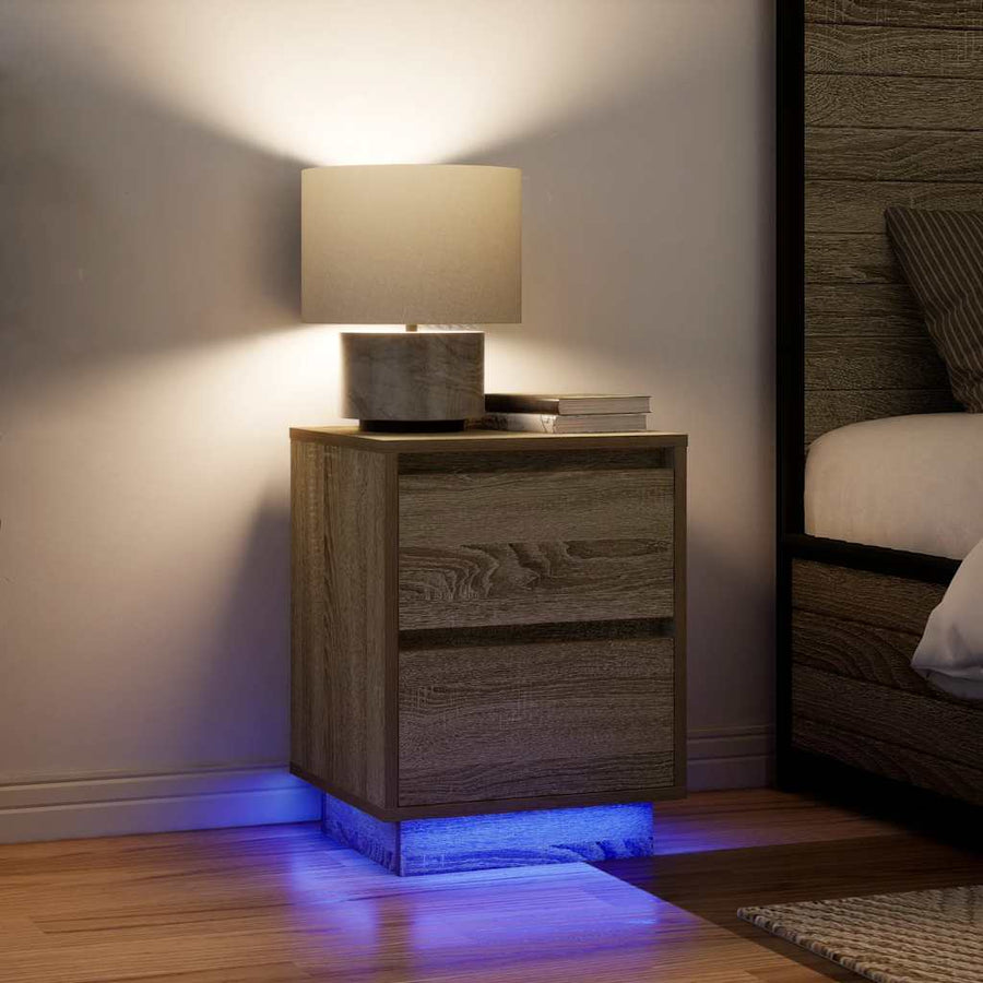 Nachtkastje met led-verlichting 38x34x50 cm sonoma eikenkleurig