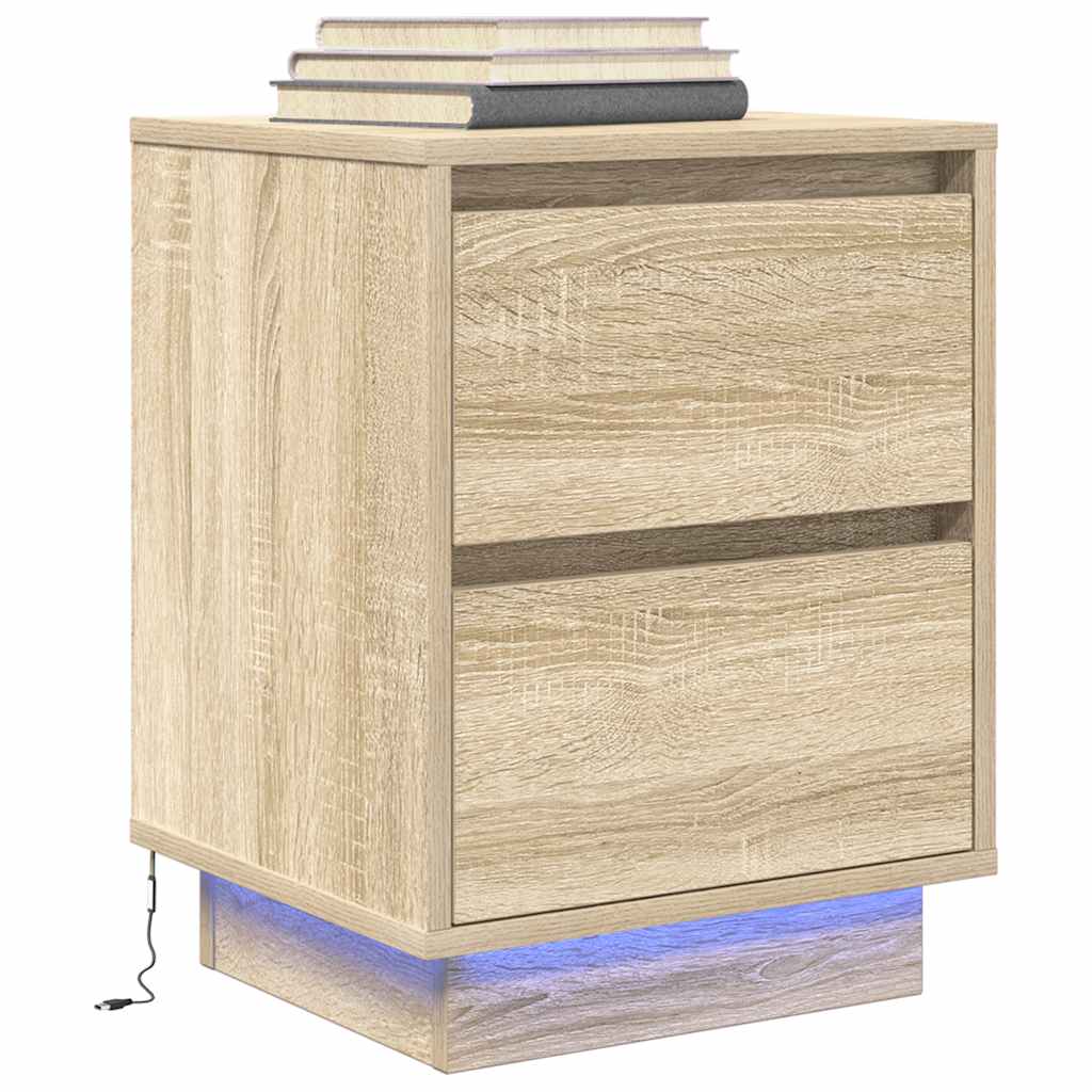Nachtkastjes met led-verlichting 2 st Sonoma eikenkleurig