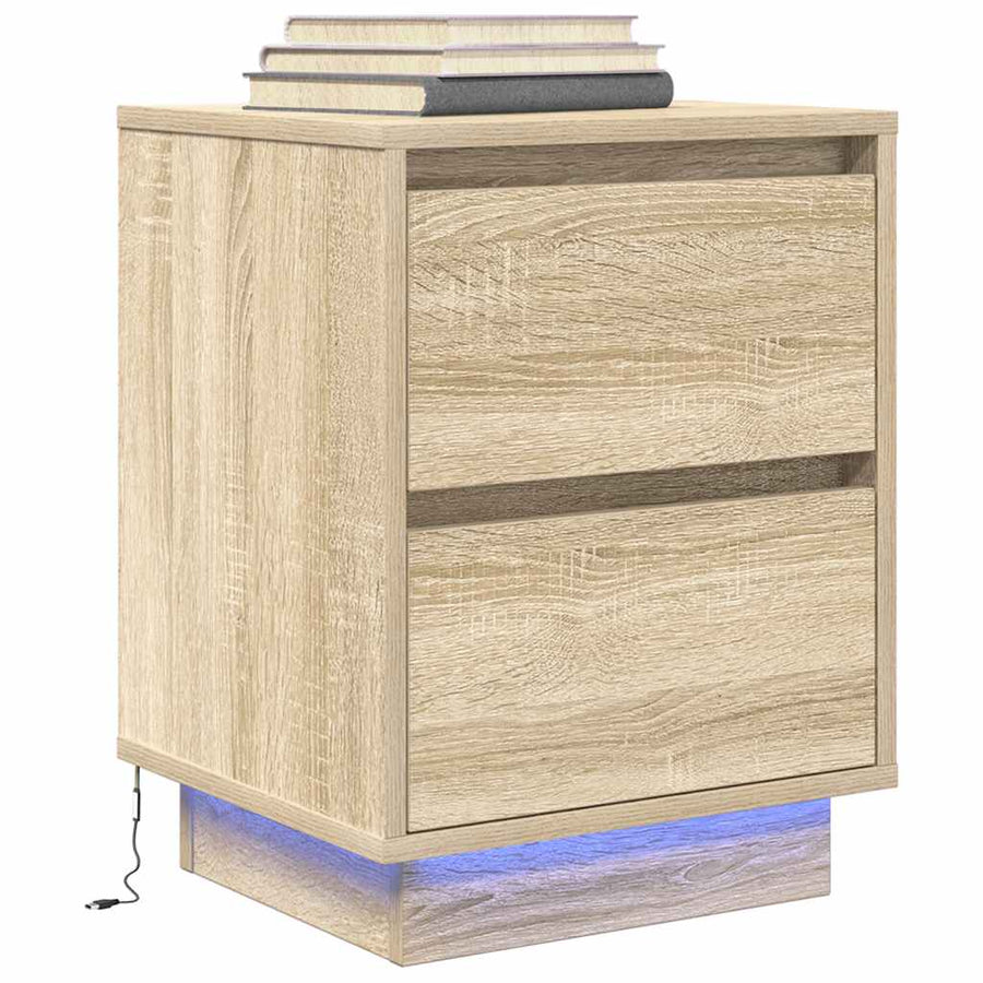 Nachtkastjes met led-verlichting 2 st Sonoma eikenkleurig
