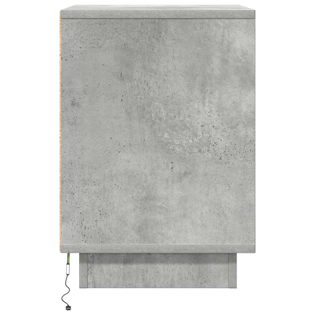 Nachtkastje met LED-verlichting 38x34x50 cm betongrijs