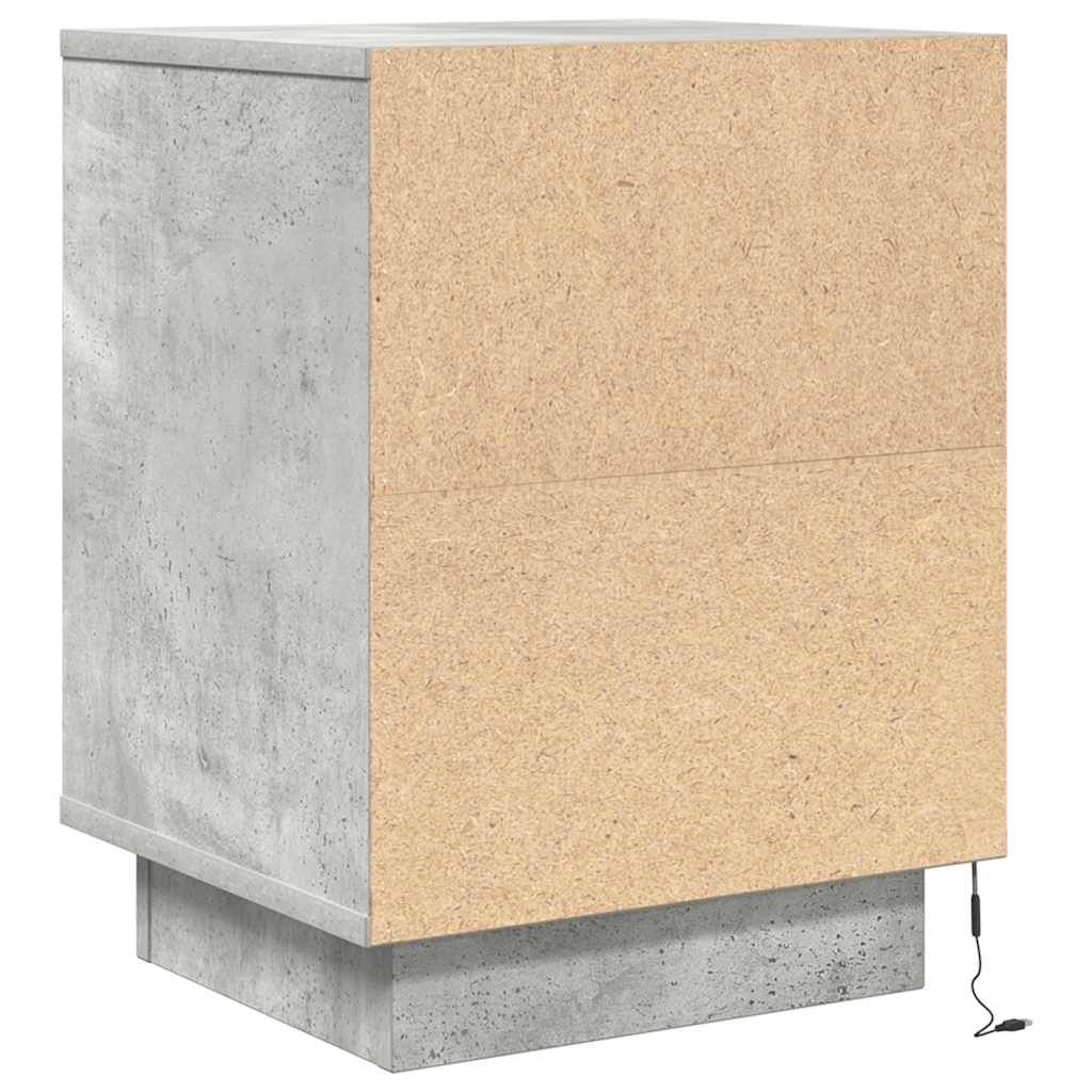 Nachtkastje met LED-verlichting 38x34x50 cm betongrijs