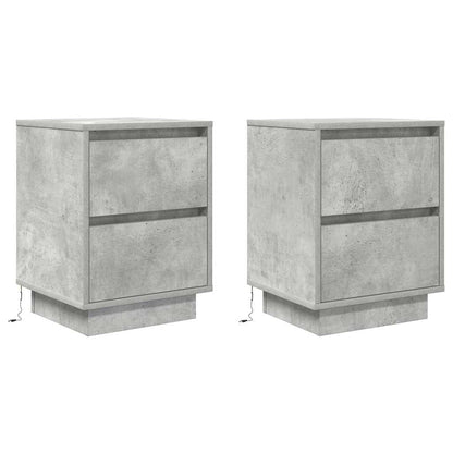 Nachtkastjes met LED-verlichting 2 st 38x34x50 cm betongrijs