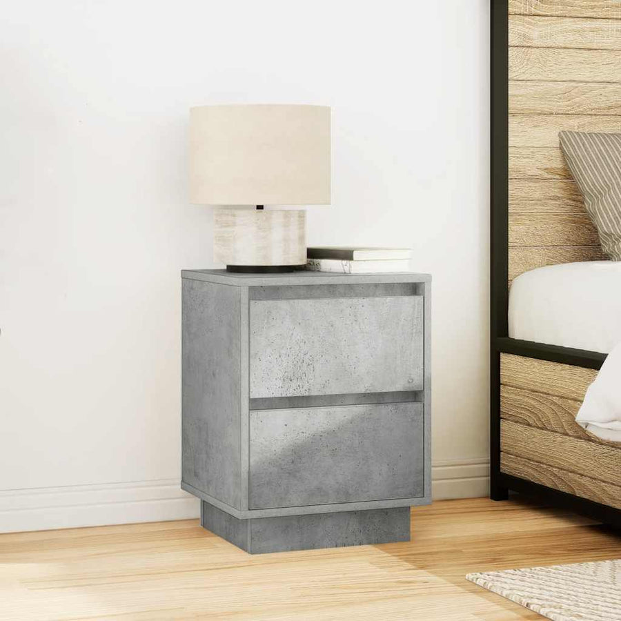 Nachtkastjes met LED-verlichting 2 st 38x34x50 cm betongrijs