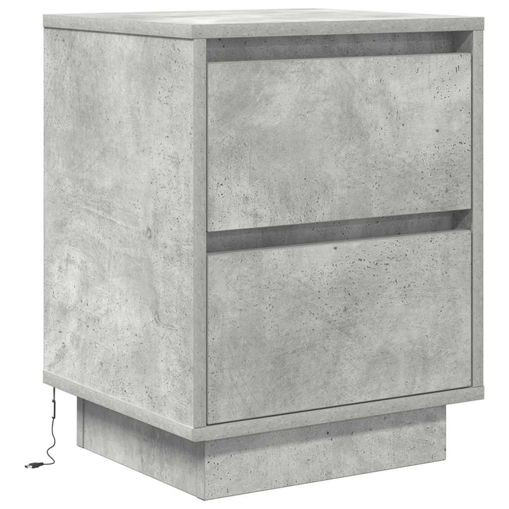 Nachtkastjes met LED-verlichting 2 st 38x34x50 cm betongrijs