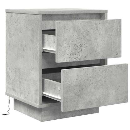 Nachtkastjes met LED-verlichting 2 st 38x34x50 cm betongrijs