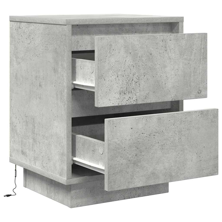 Nachtkastjes met LED-verlichting 2 st 38x34x50 cm betongrijs